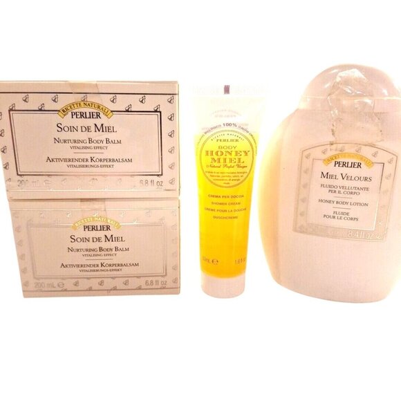 Perlier Honey Miel Nurturing Body Balm Lotion Bath Shower Cream 4 Lot - Picture 12 of 12